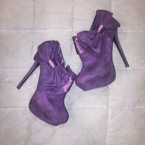 Purple suede booties